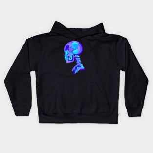 Skull in Purple & Blue Neon Kids Hoodie